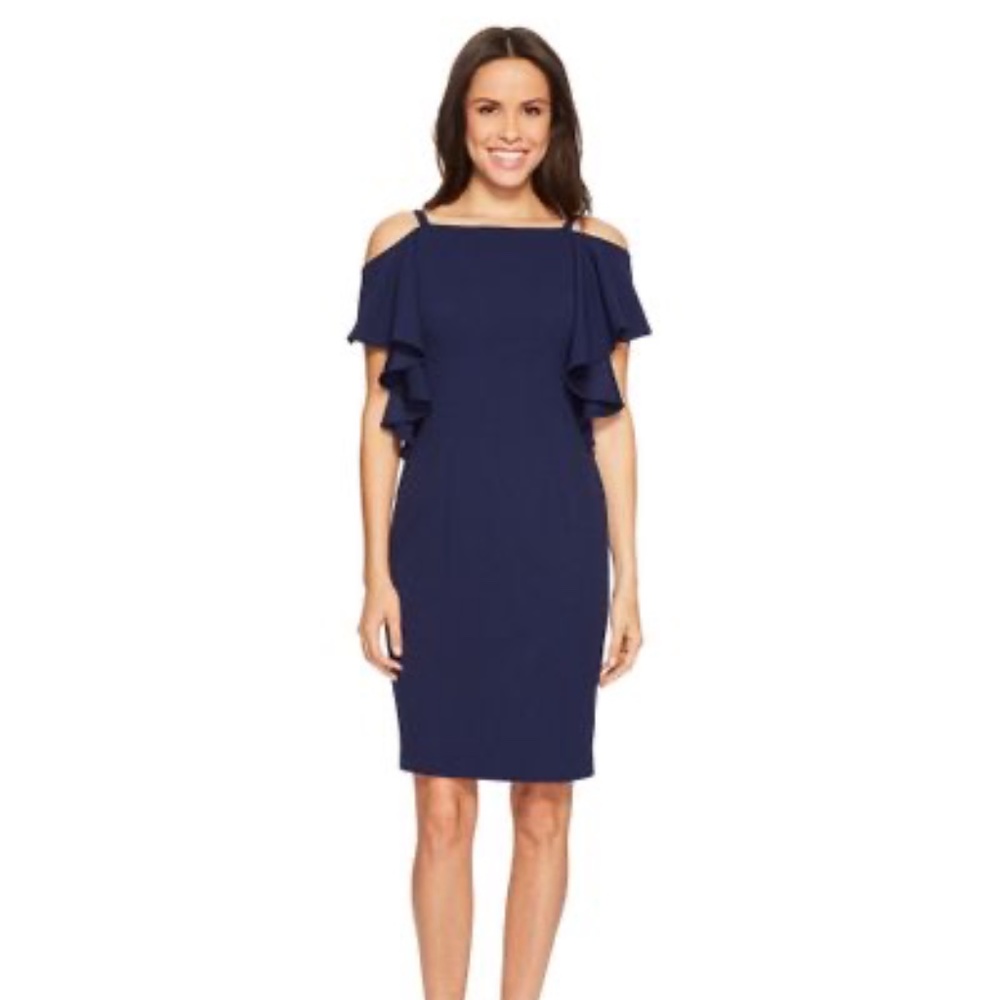 Adrianna Papell Knit Cold shoulder Sheath Dress